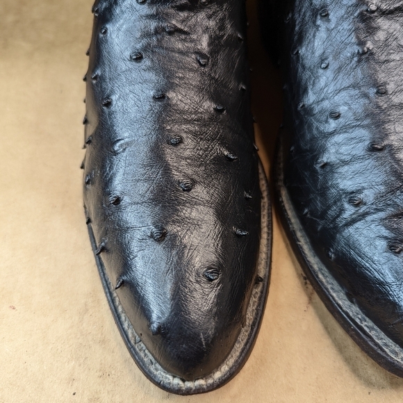 Larry Mahan boots men's size 10.5B Exotic Genuine Full Quill Ostrich black leath - Picture 5 of 14